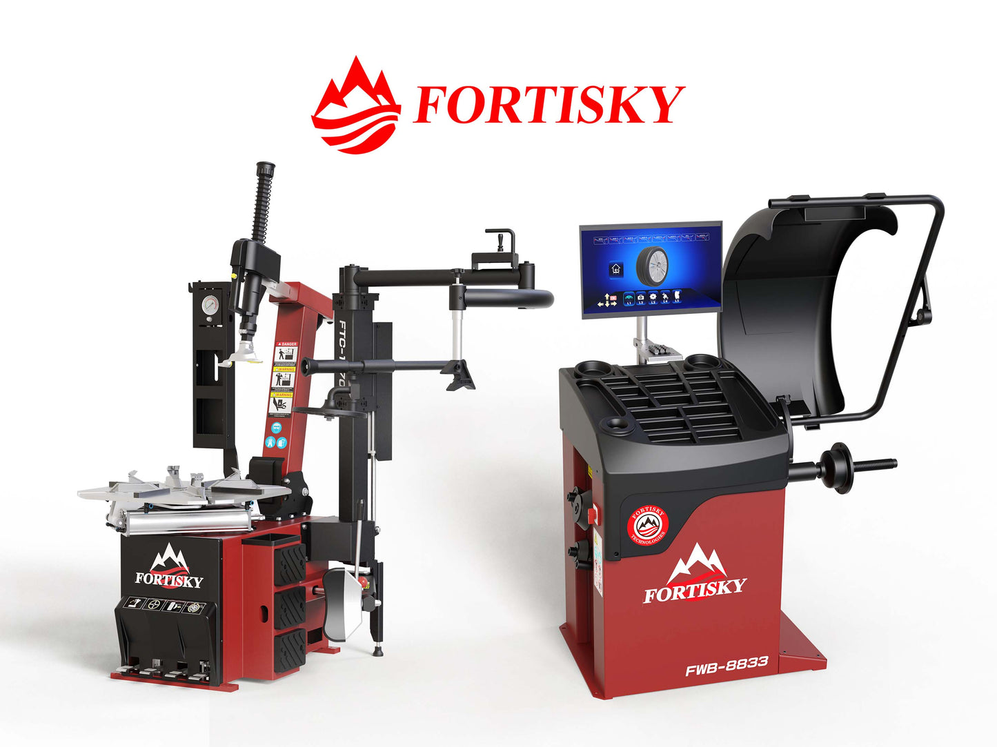 Fortisky Tilt Back Tire Changer & Dynamic Display Screen Wheel Balancer Combo 1670-8833