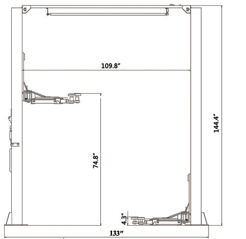 Fortisky FL-100TX 2-Post Car Lift 10,000 lb Capacity Overhead Single Point Lock Release