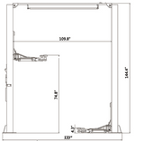 Fortisky FL-100TX 2-Post Car Lift 10,000 lb Capacity Overhead Single Point Lock Release