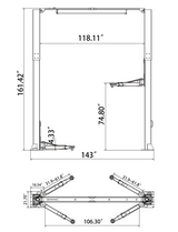 Fortisky FL-120TX 2-Post Car Lift 12,000 lb Capacity Overhead Single Point Lock Release