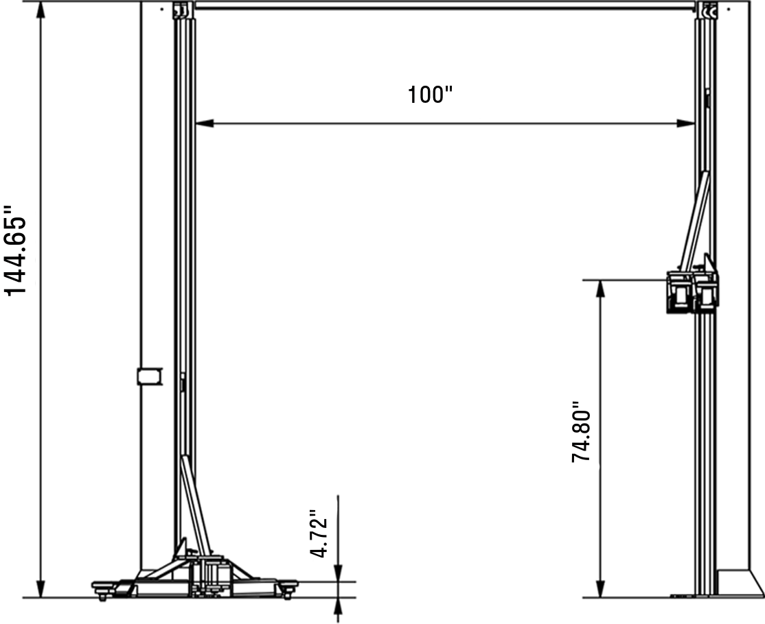 Fortisky FL-120AX 12,000 lb Asymmetrical 2-Post Car Lift Single-Point Lock Release