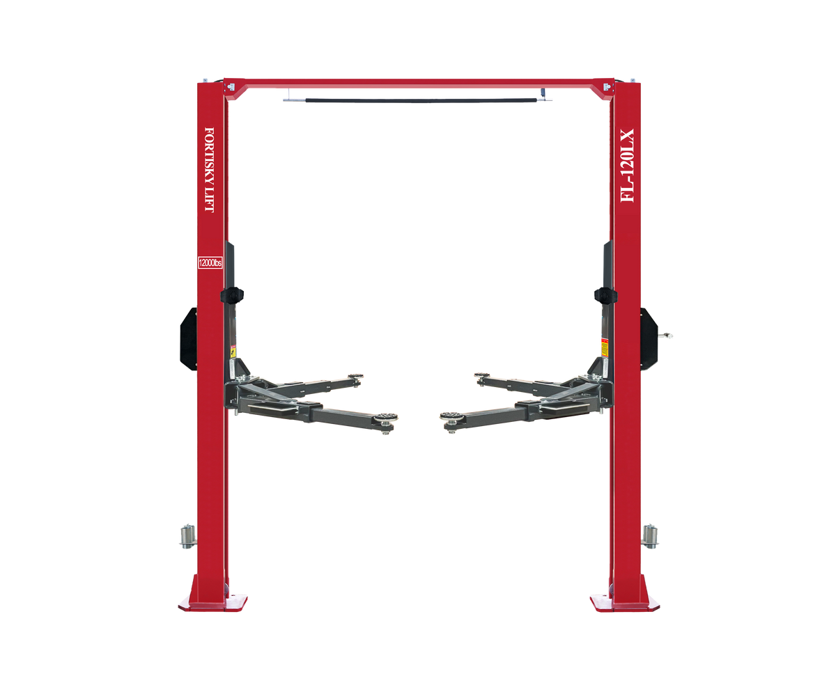Fortisky FL-120LX 2-Post Car Lift 12,000 lb Capacity Overhead Single Point Lock Release
