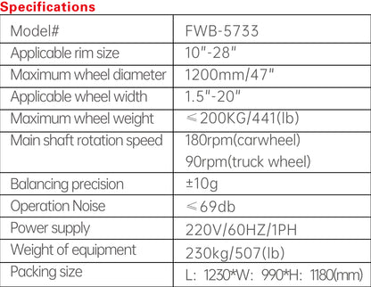 Fortisky Fully Automatic Truck/Car Wheel Balancer w/Lifting Cart FWB-5733